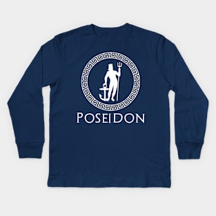 Ancient Greek Mythology Poseidon God Of Sea And Sailors Kids Long Sleeve T-Shirt